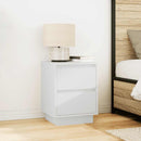 sengeskabe 2 stk. med LED-lys 38x34x50 cm hvid
