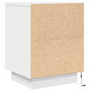 sengeskabe 2 stk. med LED-lys 38x34x50 cm hvid