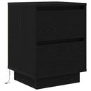 Sengeskab med LED-lys Sort 38x34x50 cm
