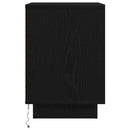Sengeskab med LED-lys Sort 38x34x50 cm