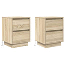 sengeskabe 2 stk. med LED-lys 38x34x50 cm sonoma-eg