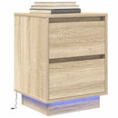 sengeskabe 2 stk. med LED-lys 38x34x50 cm sonoma-eg