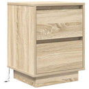 sengeskabe 2 stk. med LED-lys 38x34x50 cm sonoma-eg