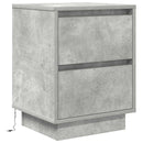 sengeborde 2 stk. med LED-lys 38x34x50 cm betongrå