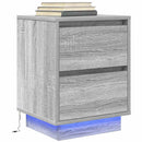sengeskabe 2 stk. med LED-lys 38x34x50 cm grå sonoma-eg