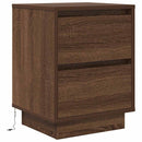 Sengeskab med LED-lys Brun Eg 38x34x50 cm