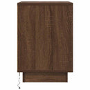 Sengeskab med LED-lys Brun Eg 38x34x50 cm