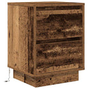 sengeskabe 2 stk. med LED-lys 38x34x50 cm gammelt træ-look