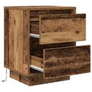 sengeskabe 2 stk. med LED-lys 38x34x50 cm gammelt træ-look
