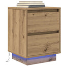 sengeskabe 2 stk. med LED-lys 38x34x50 cm kunsteg