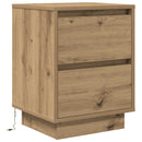 sengeskabe 2 stk. med LED-lys 38x34x50 cm kunsteg