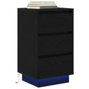 sengeborde med LED-lys 38x34x65 cm sort