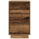 sengebord med LED-lys 38x34x65 cm antikt træ