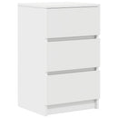 sengebord med 3 skuffer 39x35x65 cm hvid