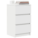 sengebord med 3 skuffer 39x35x65 cm hvid