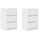 sengeborde med 3 skuffer 2 stk. 39x35x65 cm hvid