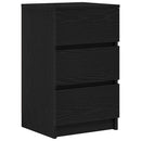 sengebord med 3 skuffer 39x35x65 cm sort