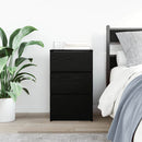 sengebord med 3 skuffer 39x35x65 cm sort