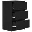 sengebord med 3 skuffer 39x35x65 cm sort