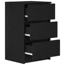 sengebord med 3 skuffer 39x35x65 cm sort
