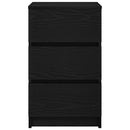 sengebord med 3 skuffer 39x35x65 cm sort