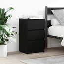 sengebord med 3 skuffer 39x35x65 cm sort