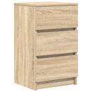 sengebord med 3 skuffer 39x35x65 cm sonoma-eg