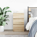 sengebord med 3 skuffer 39x35x65 cm sonoma-eg