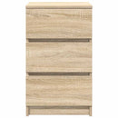 sengebord med 3 skuffer 39x35x65 cm sonoma-eg