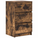 sengebord med 3 skuffer 39x35x65 cm røget egetræsfarve