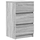 sengebord med 3 skuffer 39x35x65 cm grå sonoma-eg