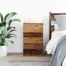sengebord med 3 skuffer 39x35x65 cm gammelt træ-look