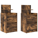 sengeborde med 2 skuffer 2 stk. 38x34x80 cm røget egetræsfarve