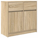 skænk med skuffe 80x34x76 cm konstrueret træ sonoma-eg