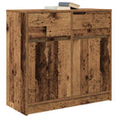 skænk med skuffe 80x34x76 cm konstrueret træ antikt træ