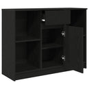 skænk med skuffe 101x35x76 cm konstrueret træ sort egetræ