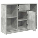 skænk med skuffe 101x35x76 cm konstrueret træ betongrå