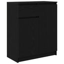 skænk med skuffe 71x35x84 cm konstrueret træ sort egetræ