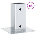 stolpefødder firkantet 4 stk. 61x61 mm galvaniseret stål