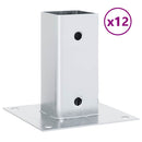 stolpefødder firkantet 12 stk. 61x61 mm galvaniseret stål