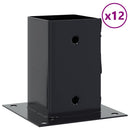 stolpefødder firkantet 12 stk. 81x81 mm pulverlakeret stål
