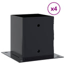 stolpefødder firkantet 4 stk. 101x101 mm pulverlakeret stål