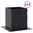 stolpefødder firkantet 12 stk. 101x101 mm pulverlakeret stål