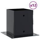 stolpefødder firkantet 12 stk. 121x121 mm pulverlakeret stål