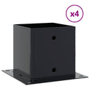 stolpefødder firkantet 4 stk. 141x141 mm pulverlakeret stål