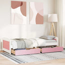 daybed med to skuffer uden madras IRUN hvid og lyserød 90x200cm