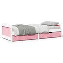 daybed med to skuffer uden madras IRUN hvid og lyserød 90x200cm