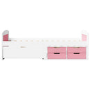 daybed med 5 skuffer uden madras IRUN hvid og lyserød 90x200 cm