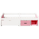 daybed med tre skuffer uden madras IRUN hvid&lyserød 90x200 cm