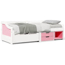daybed med tre skuffer uden madras IRUN hvid&lyserød 90x200 cm